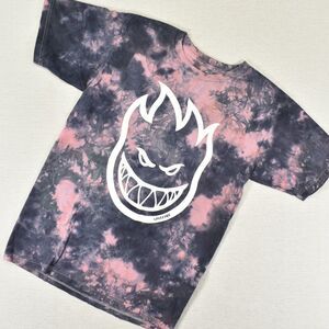 Spitfire Wheels Mens Small Pink Black Tie Dye Bighead Graphic T-Shirt Skate